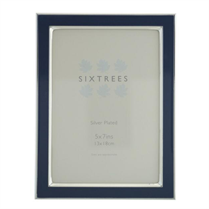 Sixtrees 7x5 inch Silver Plated and Denim Blue Enamel Photoframe